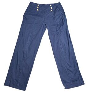 Croft & Barrow Nautical Sailor Wide Leg Pants Women's Size 14 Navy Blue